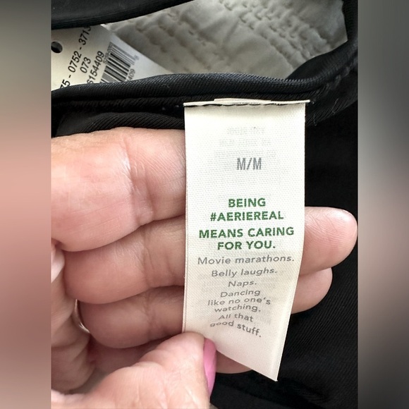 Aerie Black Triangle Tie Back Bikini Top Size Medium - Picture 7 of 11